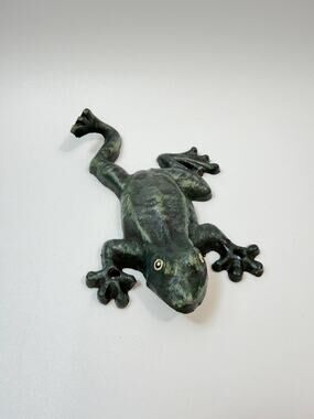 Metal Gecko Lizard Wall Decor Figurine Green Patina Sculpture 0.60 lb
